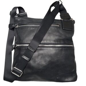 Margot Black Slim Zip Top Leather Crossbody Bag
